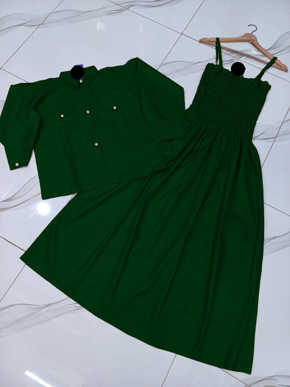 Kaaj Button Coati With Gazer Romper Frock - 2 Pcs