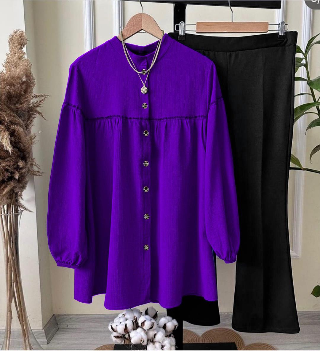 Stylish Women's Stitched Georgette Shirt And Trouser Set - 2 Pcs