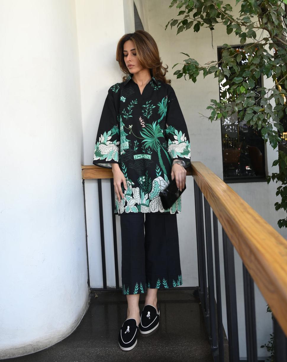 2 Pcs Women's Stitched Printed Co-Ord Set