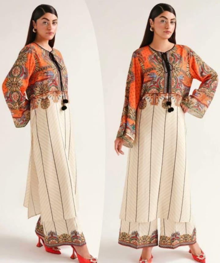 Stylish Women's Stitched Co-Ord Set in Multicolor Printed Swiss Lawn - 2 Pcs
