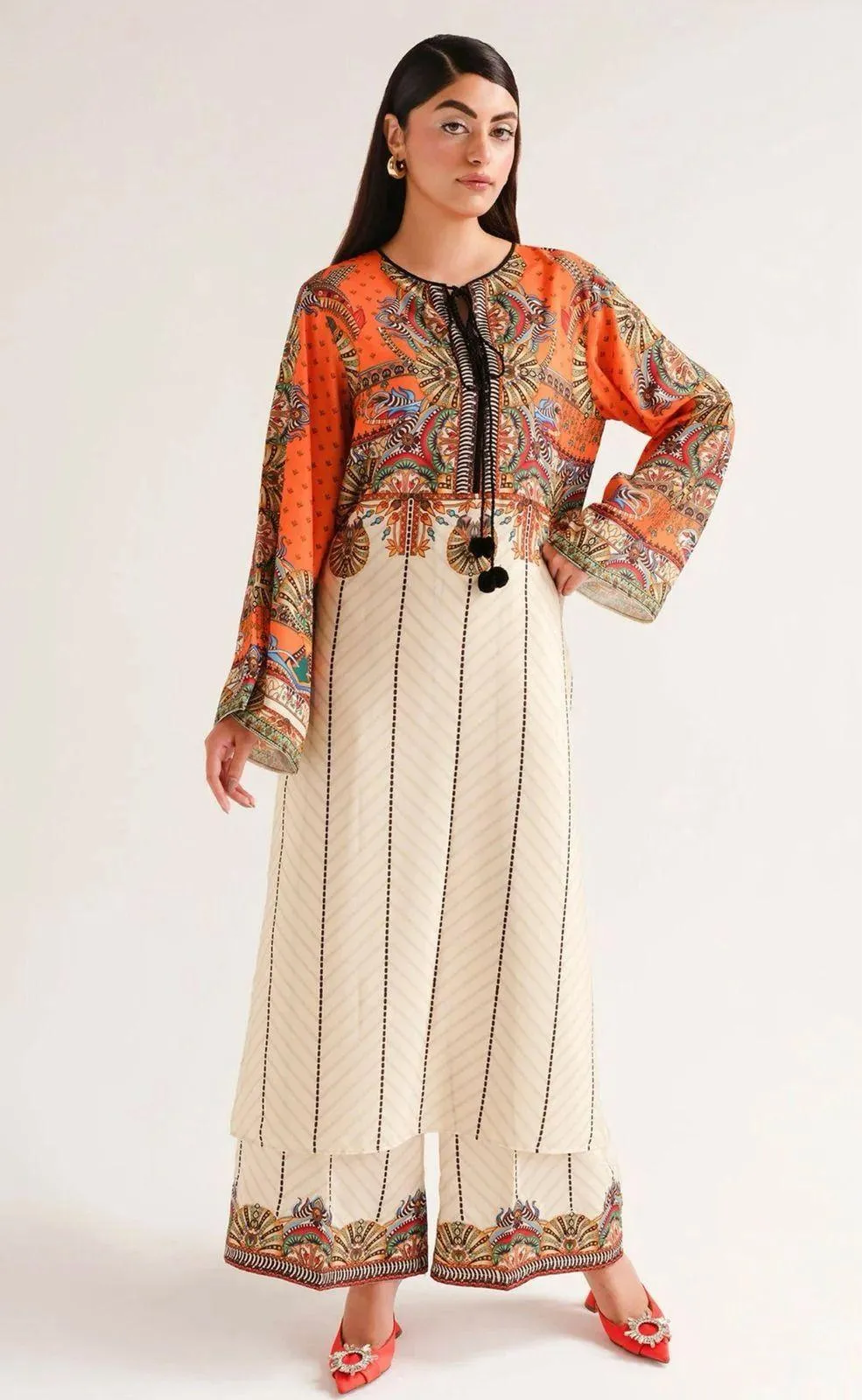 Stunning Women's Stitched Printed Swiss Lawn 2 Pcs Shirt And Trouser Set