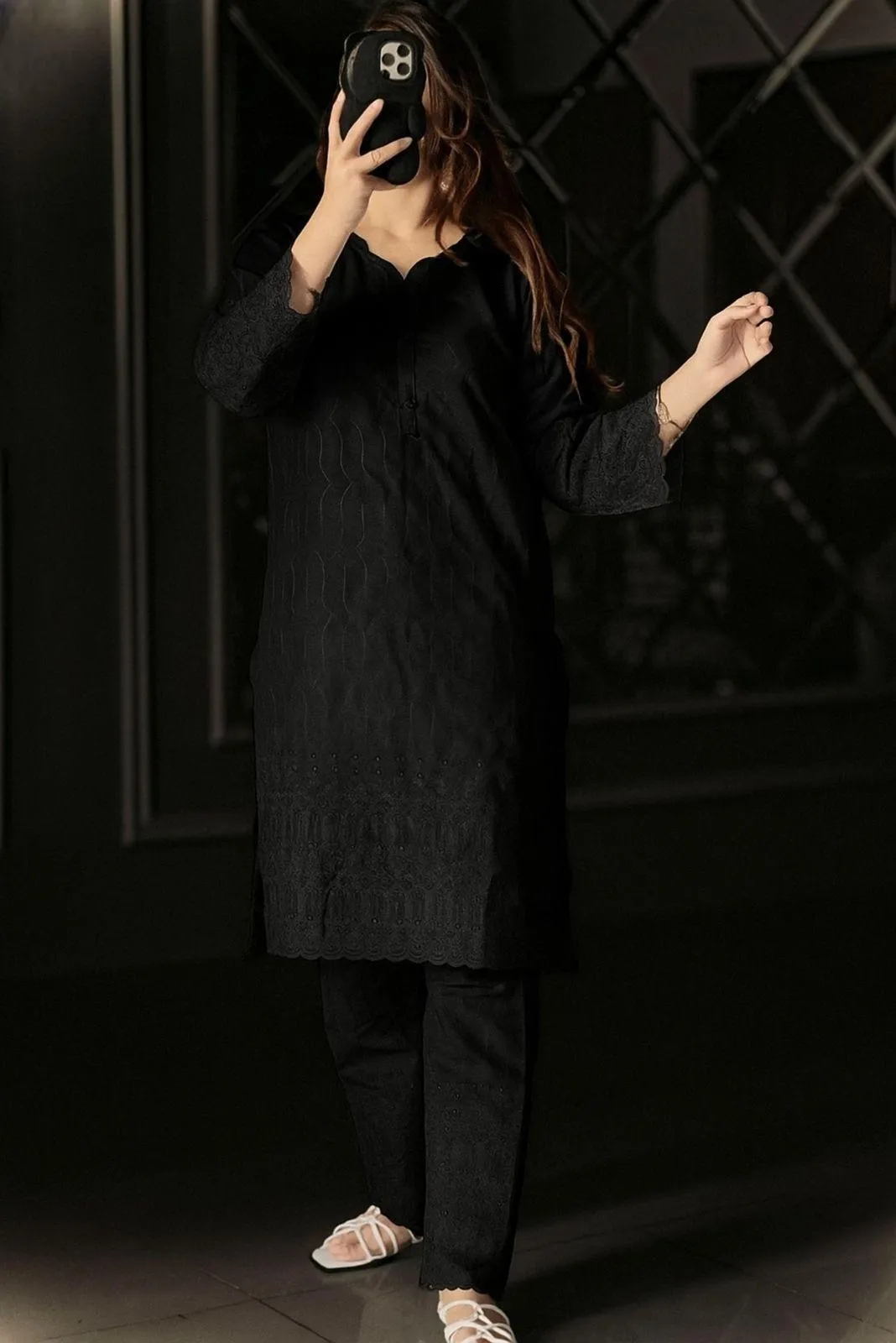 Stylish Women's Stitched Embroidered Cotton Shirt And Trouser Set - 2 Pcs