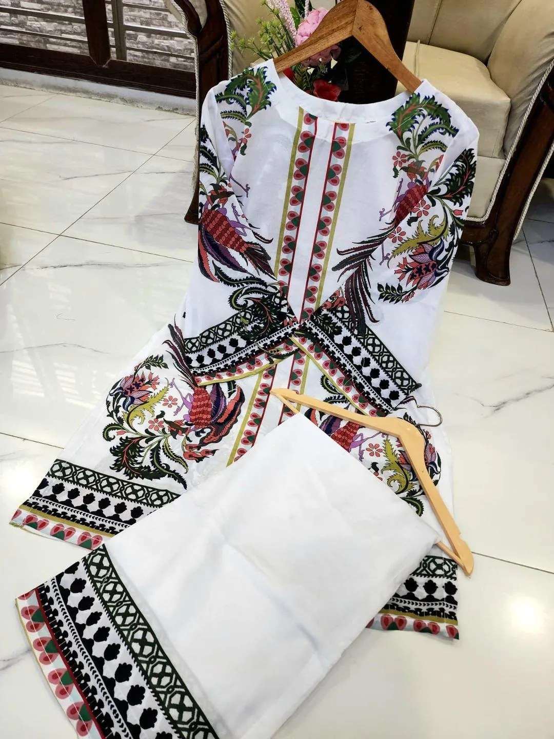 Multicolor Women’s Stitched Shirt And Trouser Set - 2 Pcs Digital Print Swiss Lawn