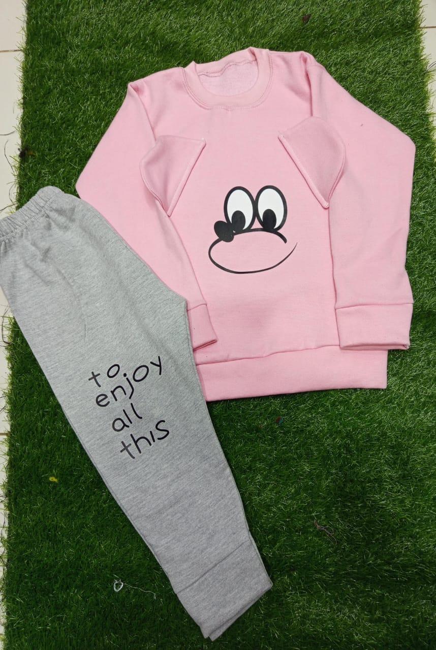Cozy Fleece Tracksuit for Kids - 2 Pcs Set in Pink
