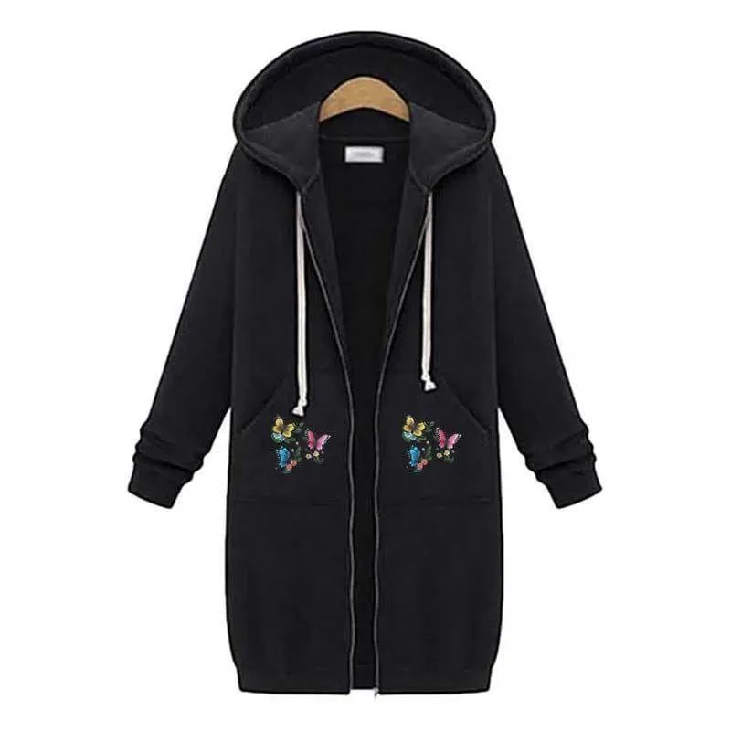 Stylish Women's Printed Fleece Jacket - 1 Pc Hooded Neck