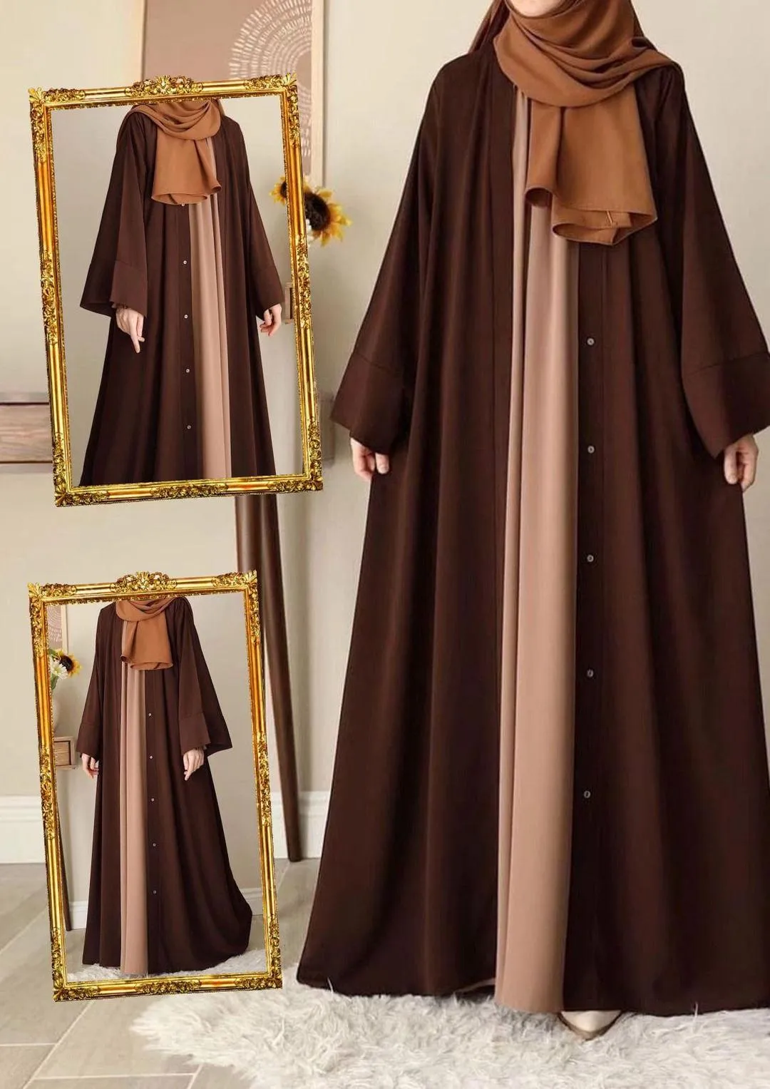 Classic Georgette Full Abaya for Women with Collar - 1 Pc