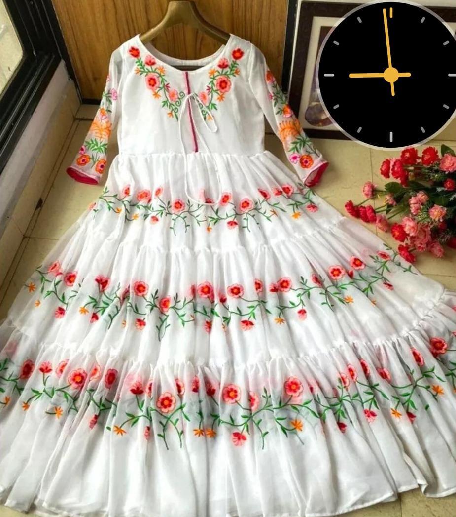 Stunning White Embroidered Chiffon Maxi - 1 Pc Women's Stitched Delight