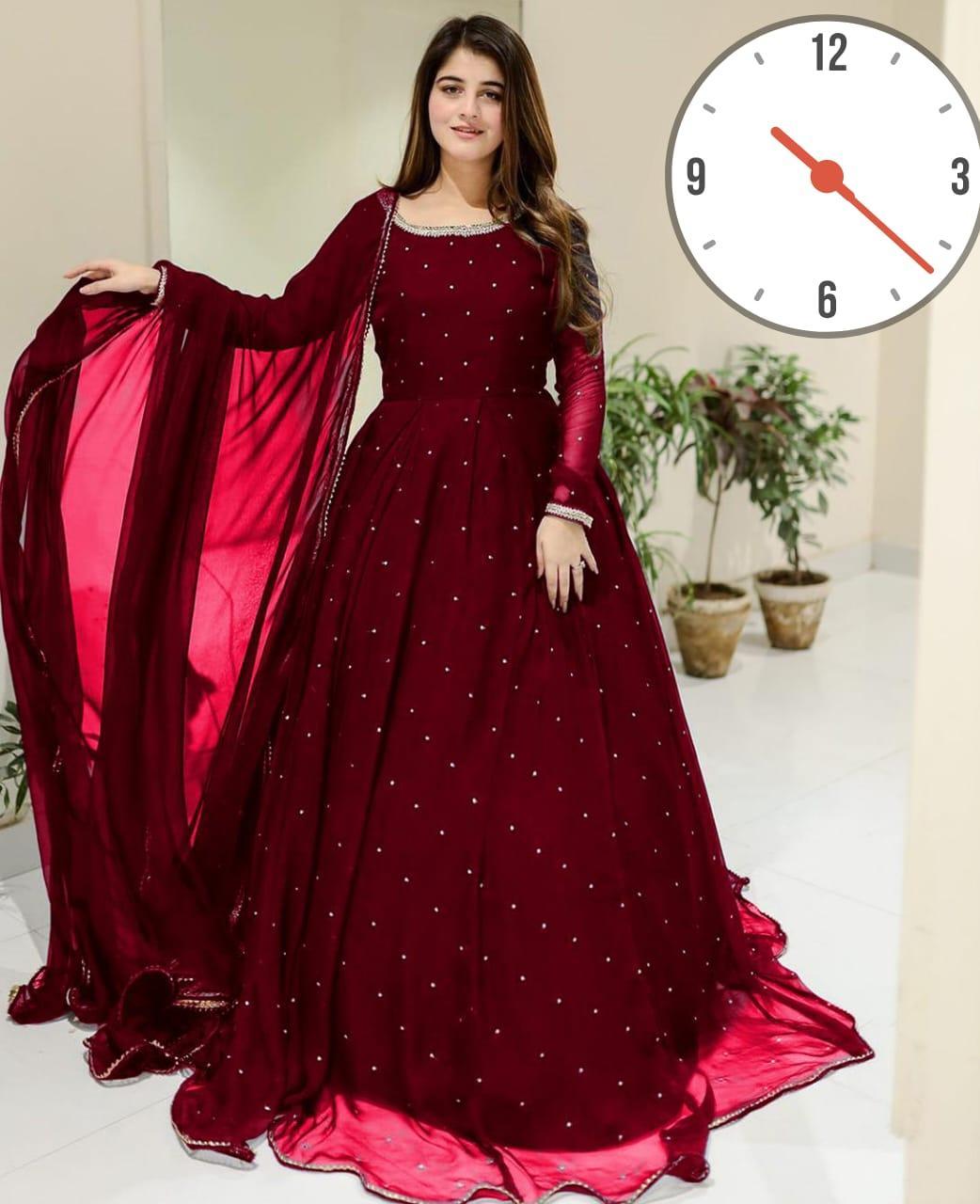 Maxi Suit - 3 Pcs Women's Stitched Chiffon Set