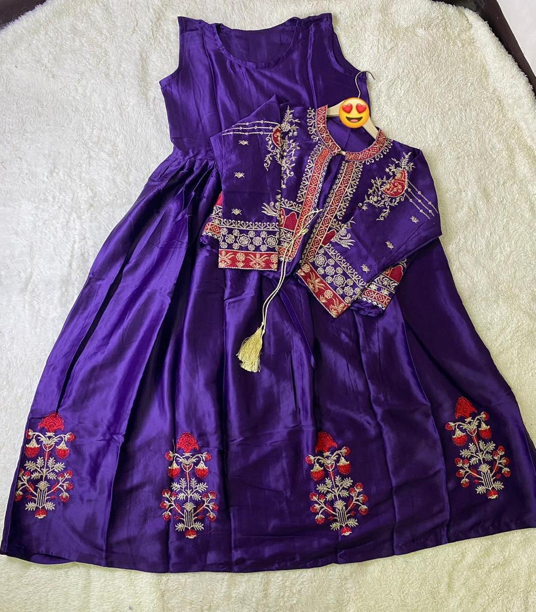 Elegant Embroidered Maxi Suit - 2 Pcs Set - Shamoz Silk