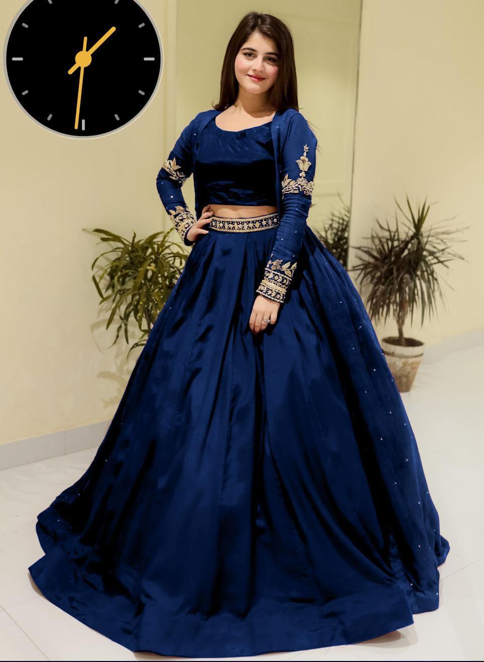 Elegant 3 Pcs Women's Stitched Embroidered Maxi Set in Shamoz Silk 