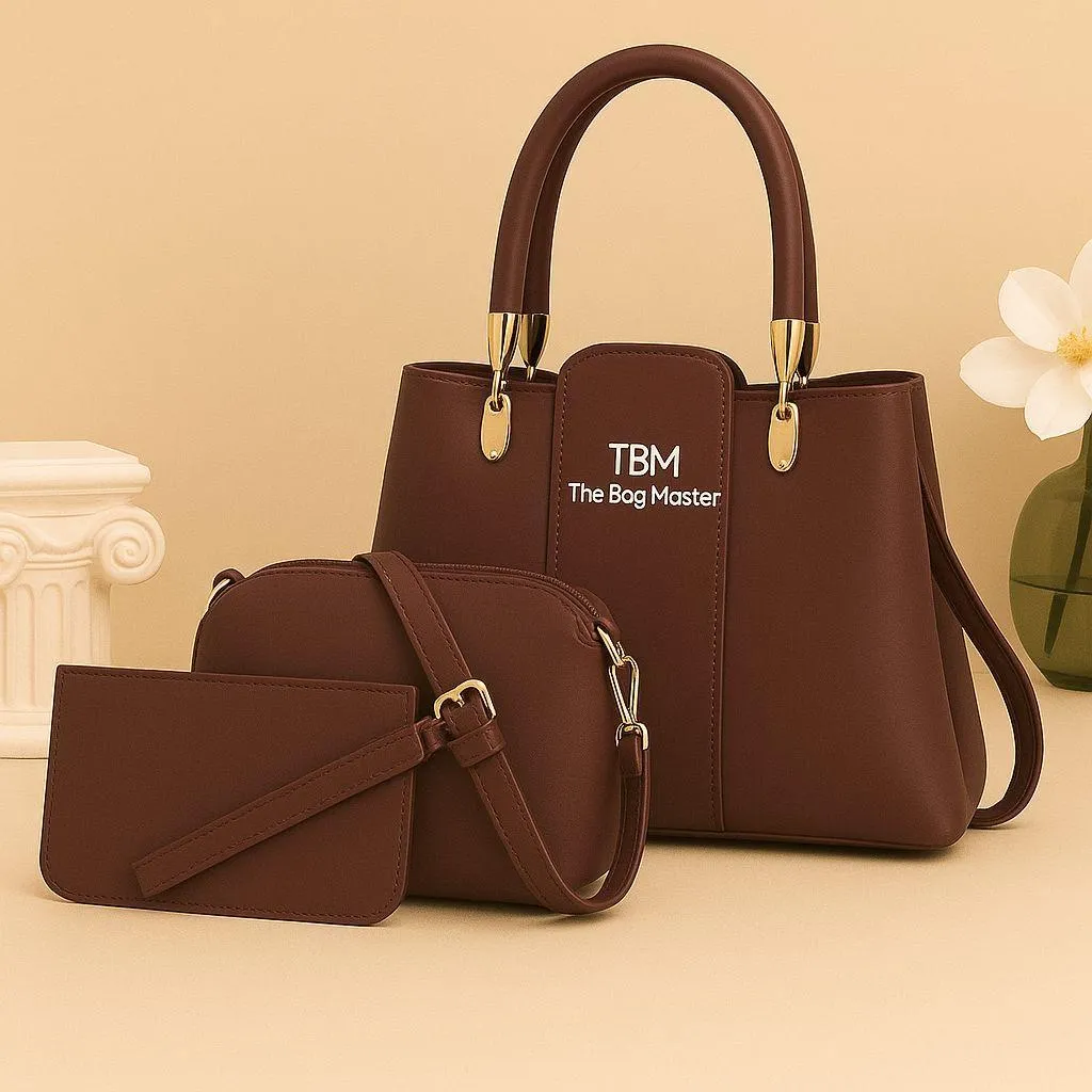 Women's Rexine Plain Hand Bag Set