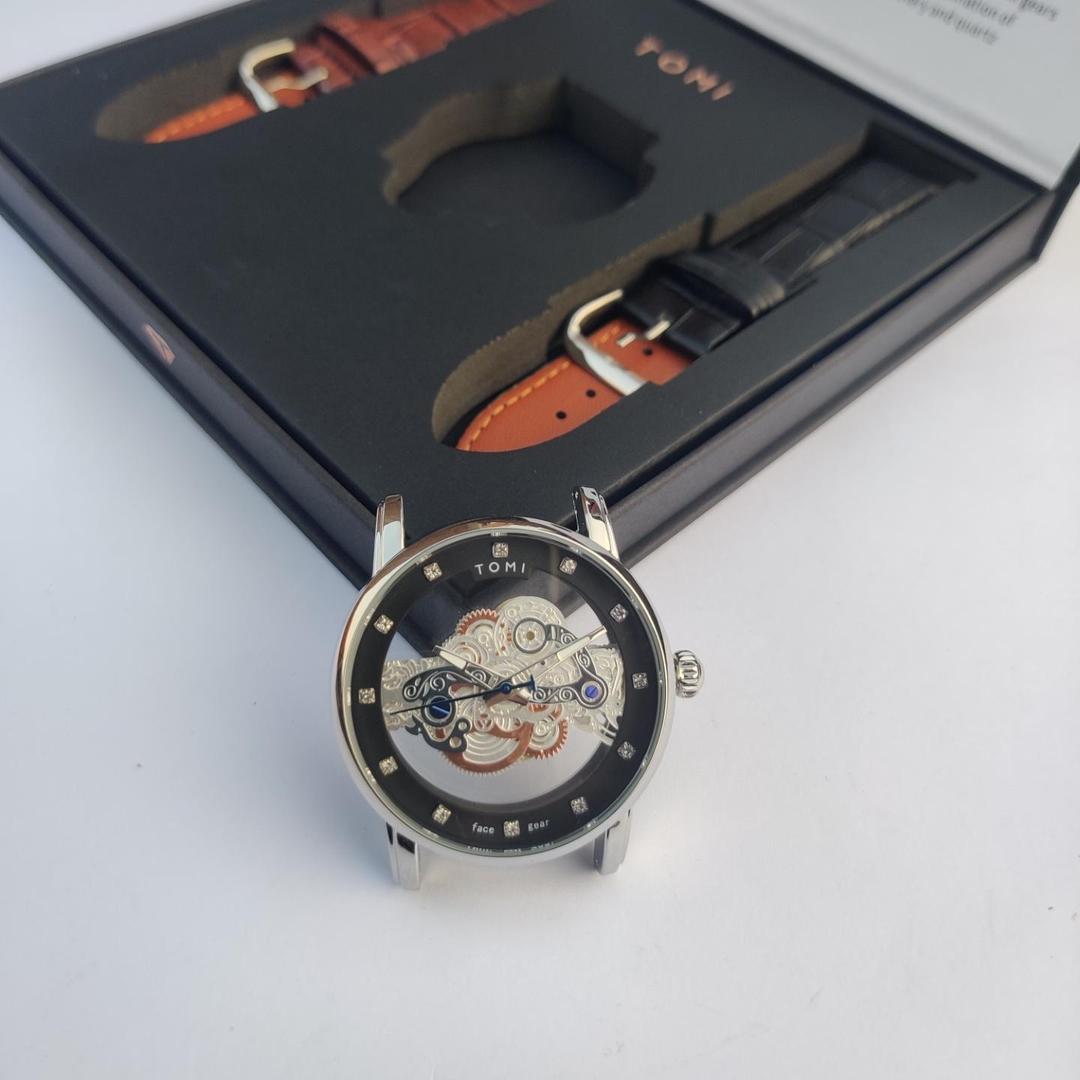 Men's Stainless Steel Watch Set - 3 Pcs with 2 Straps and Quartz Movement