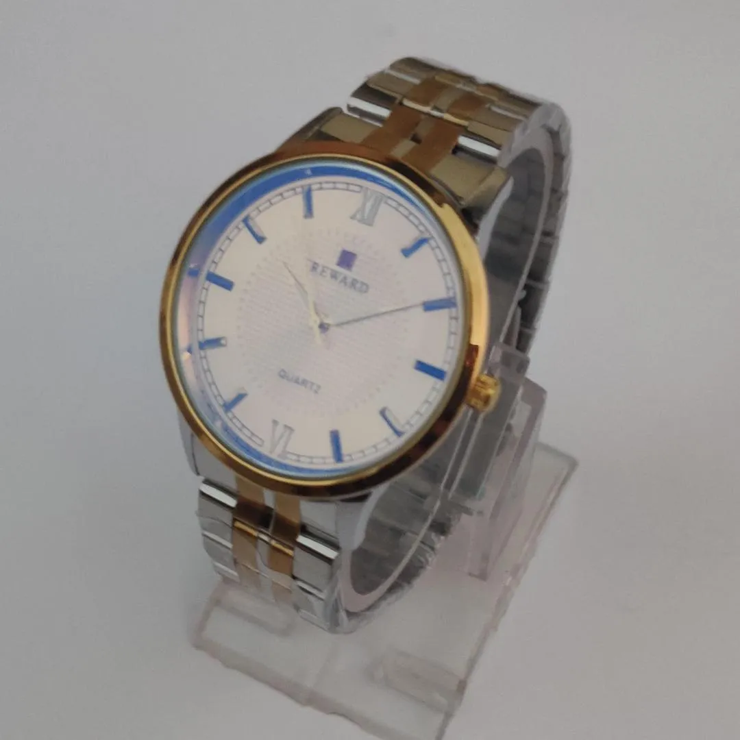 Men's Steel Quartz Watch - 1 Pc Set with Chain & Box