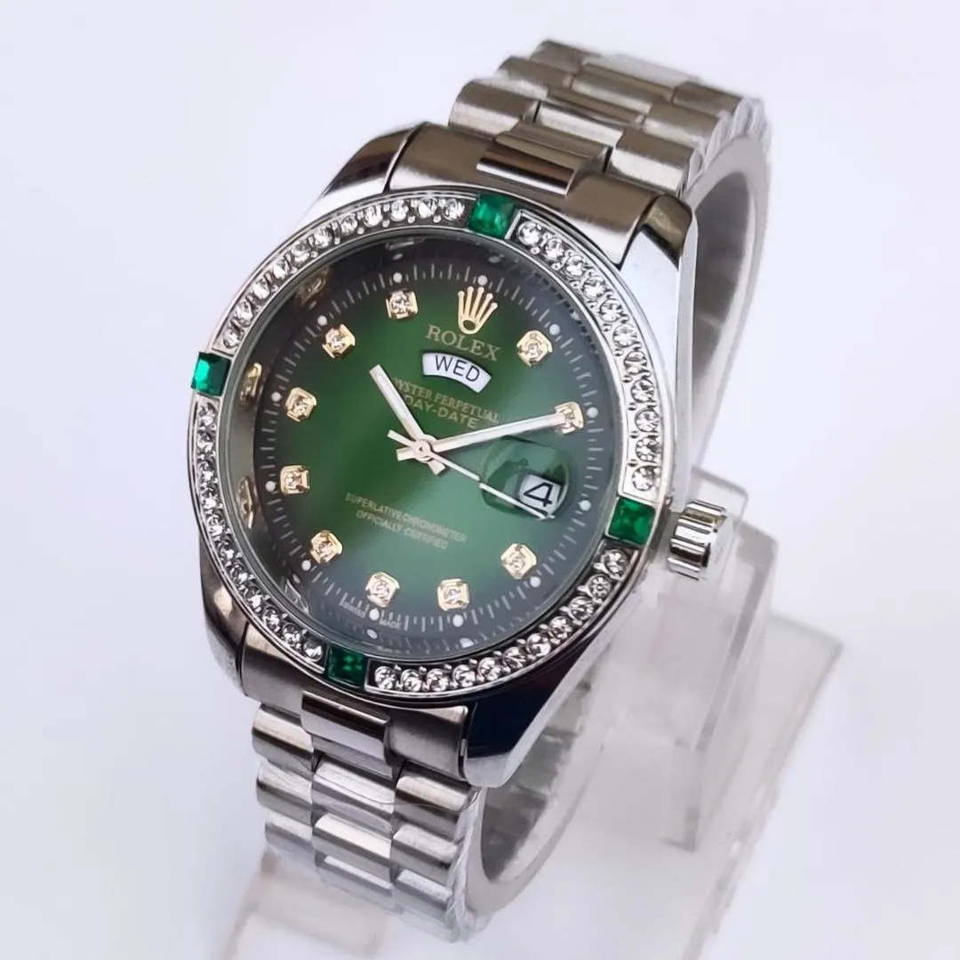 ROLEX Men's Classic Stones Stainless Steel Wrist Watch 