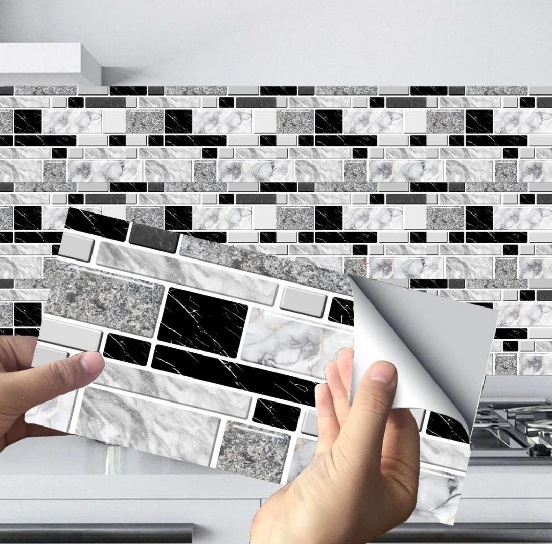 50 Pcs White Wall Tile Stickers - Modern Abstract Design for Easy Application