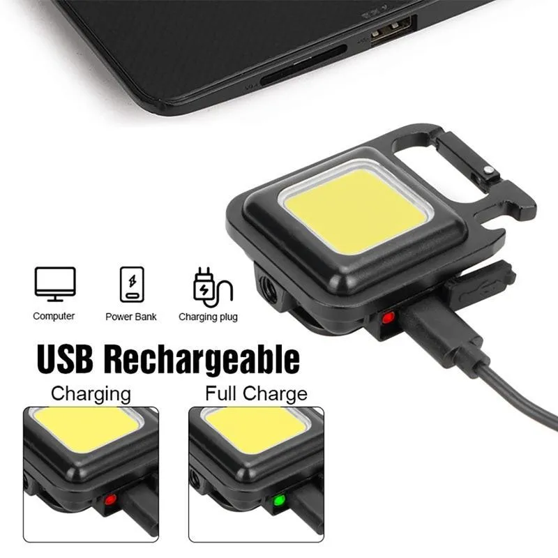 COB LED Keychain Light 30W Rechargeable Black