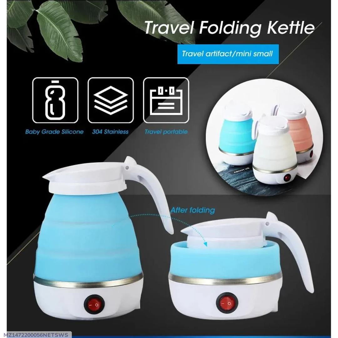 Portable Collapsible Electric Kettle Blue Silicone Fast Boil