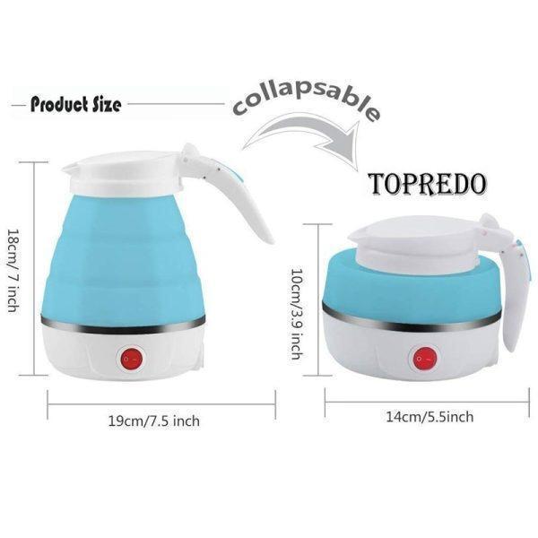 Portable Collapsible Electric Kettle Blue Silicone Fast Boil