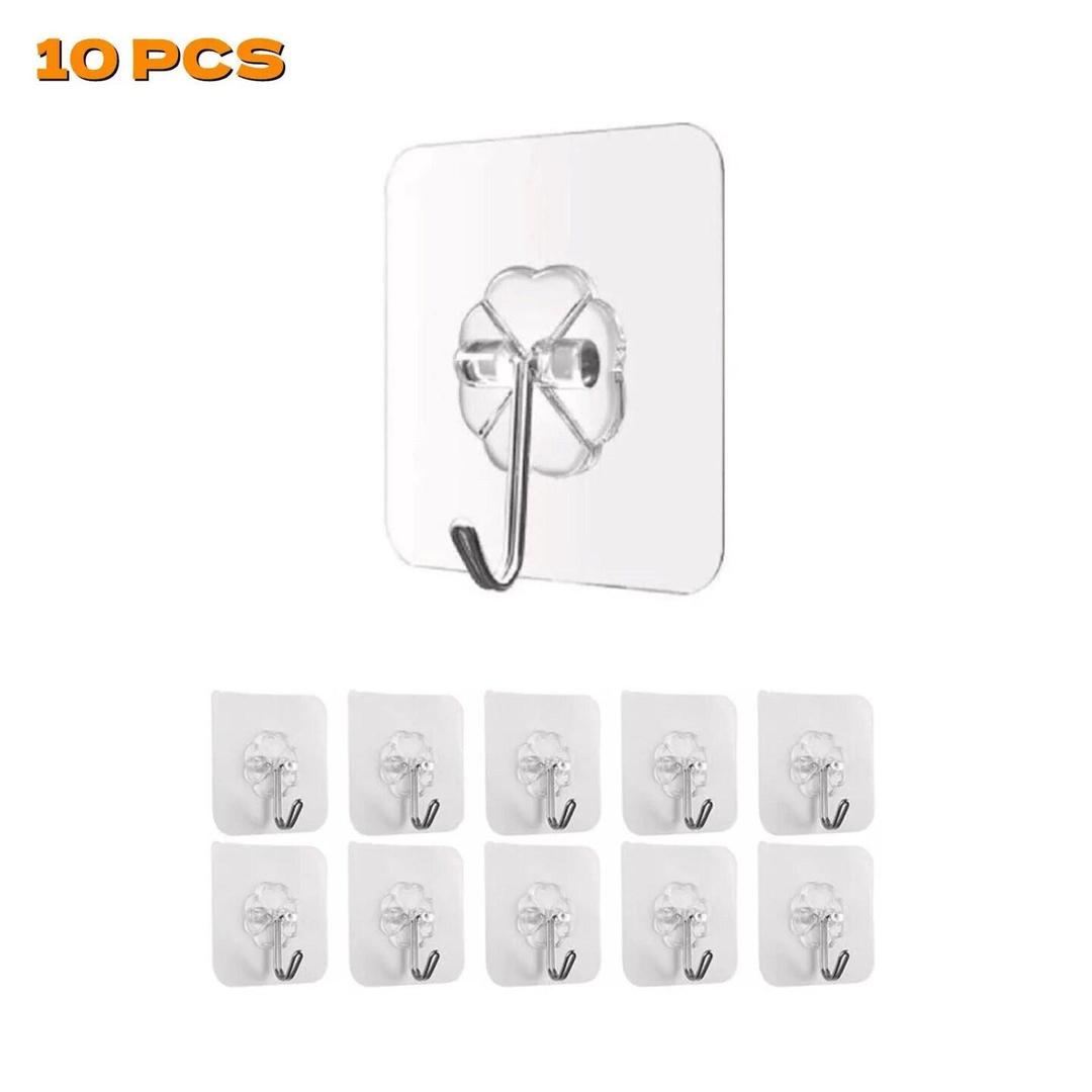 10 Pcs Silver Metal Wall Hooks for Home Office