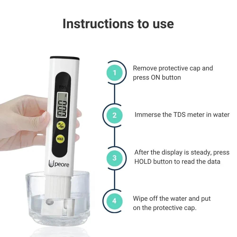 Digital TDS Water Tester Pen White Plastic 0-9999 PPM