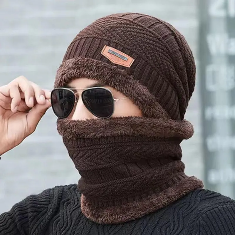 Warm Wool Beanie And Neck Warmer Set - 1 Pc Textured Design for Unisex