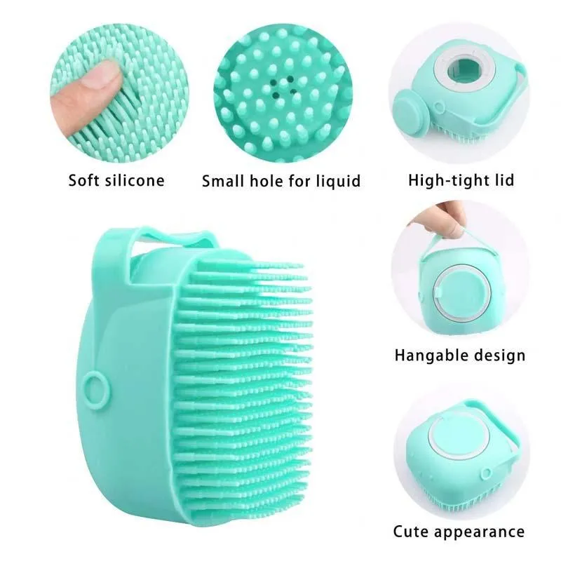 Silicone Massage Bath Brush with Soap Dispenser Yellow