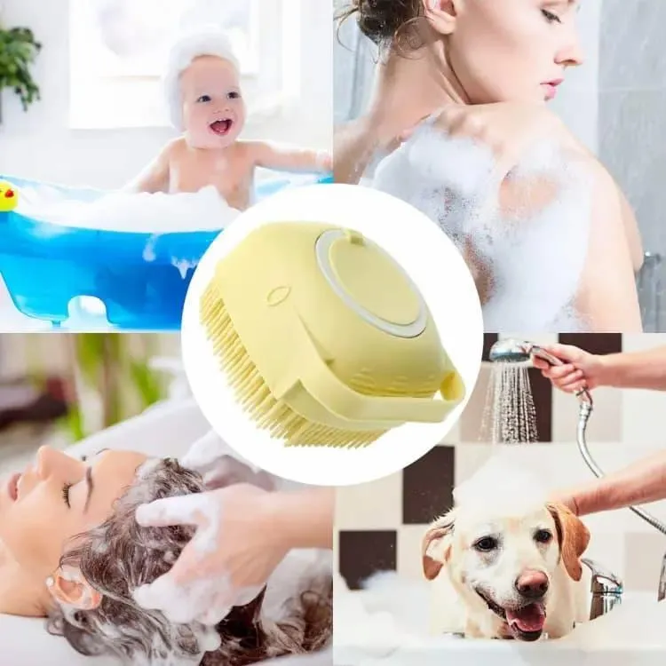 Silicone Massage Bath Brush with Soap Dispenser Yellow