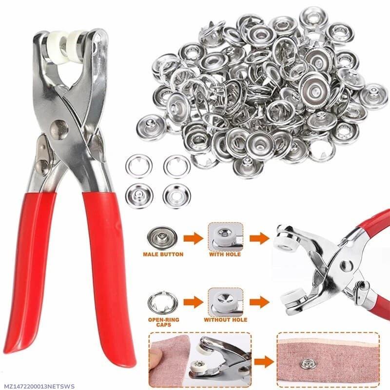 Tich Snap Button Machine with 50 Stainless Steel Buttons