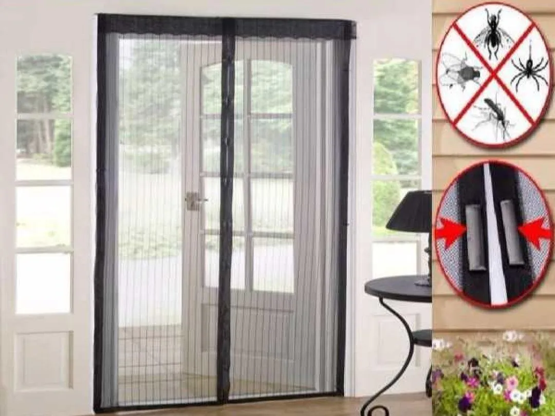 Magnetic Screen Door Mesh Curtain Black 39x75"