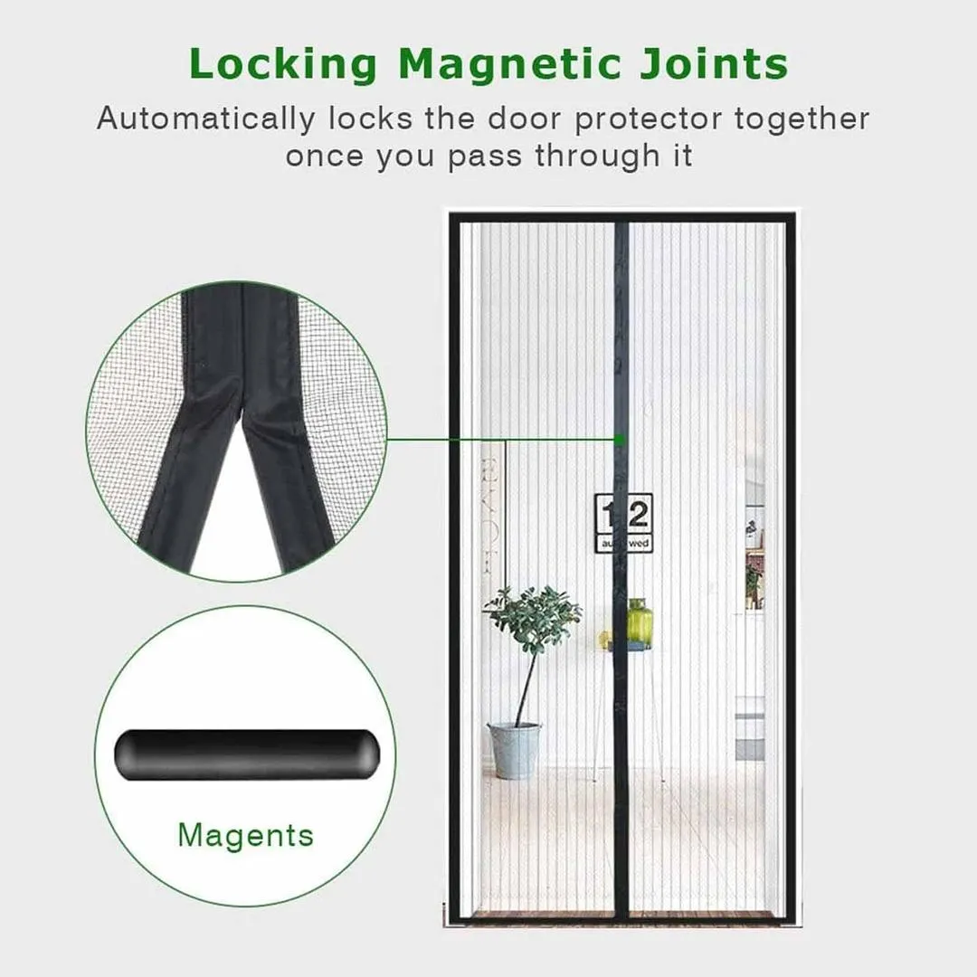 Magnetic Screen Door Mesh Curtain Black 39x75"