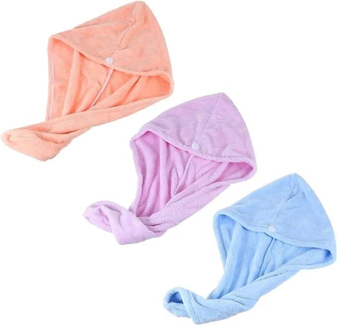Women Hair Drying Wrap Towel Multicolor Cotton Quick Dry