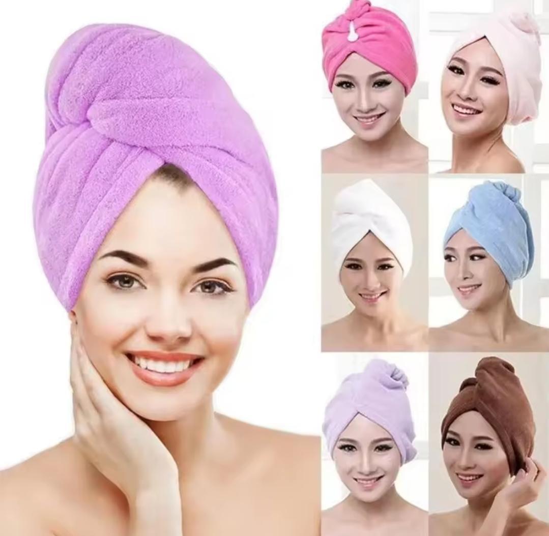 Women Hair Drying Wrap Towel Multicolor Cotton Quick Dry