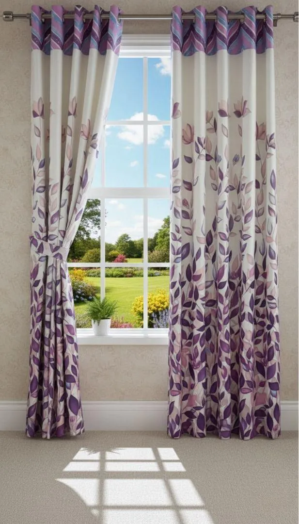 Luxurious 1 Pair Cotton Salonica Printed Curtains
