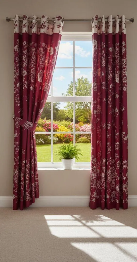 Luxurious 1 Pair Cotton Salonica Printed Curtains