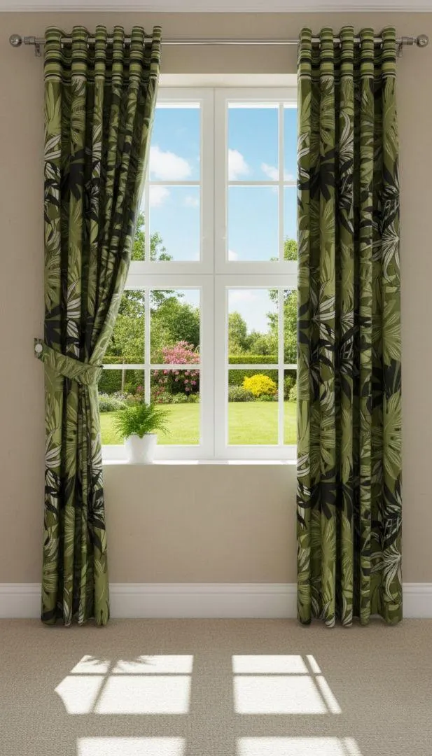 Luxurious 1 Pair Cotton Salonica Printed Curtains