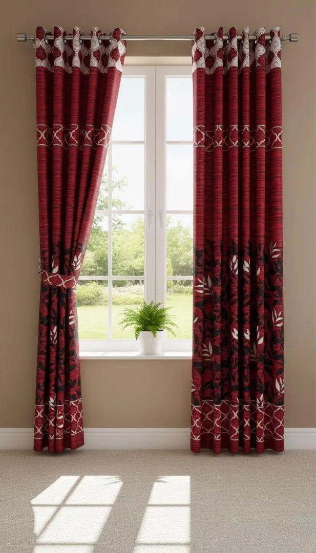 Luxurious 1 Pair Cotton Salonica Printed Curtains