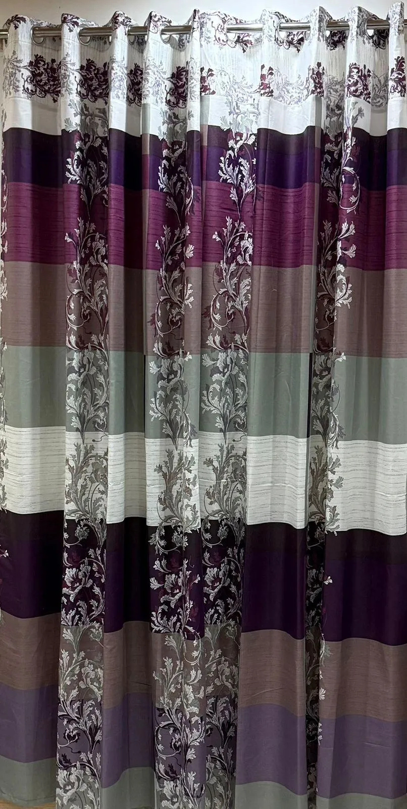 Purple Floral Cotton Curtains for Living Room & Bedroom
