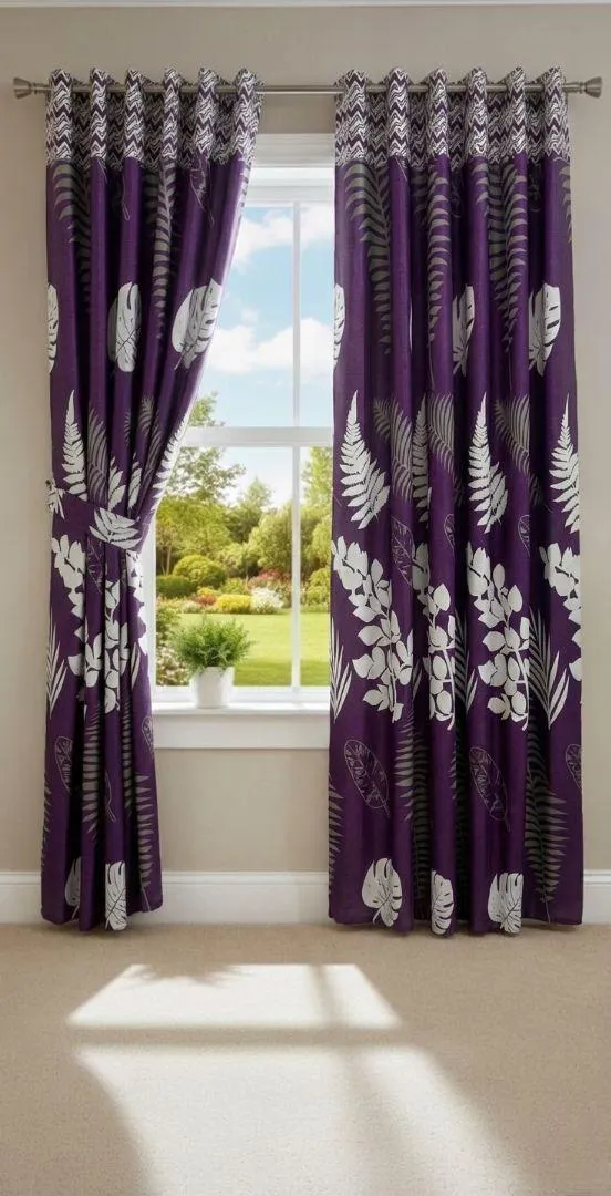 Luxurious 1 Pair Cotton Salonica Printed Curtains