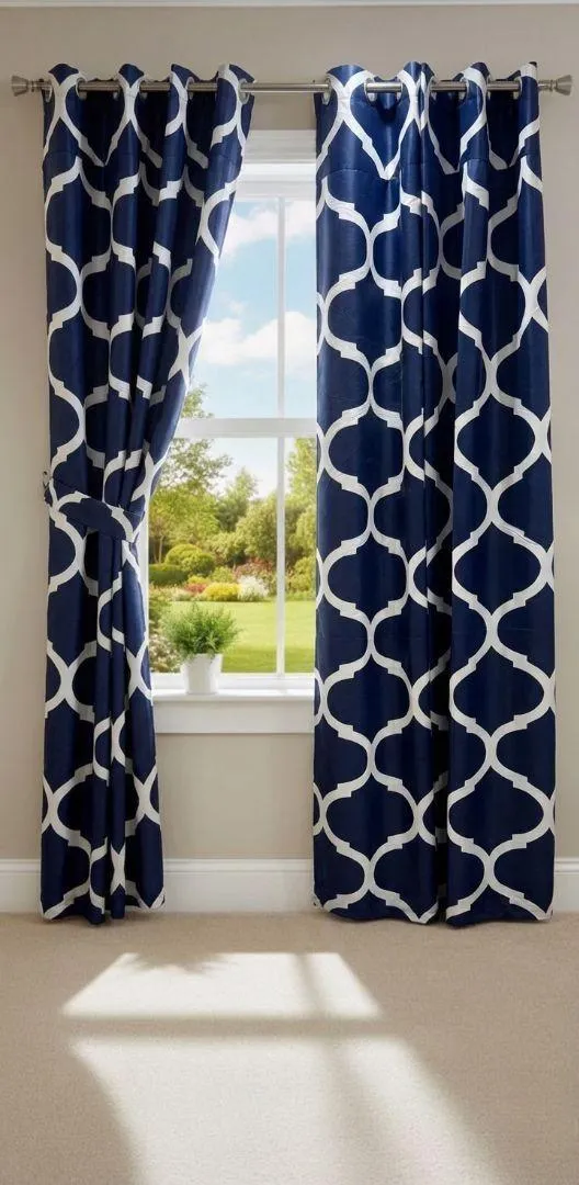 Luxurious 1 Pair Cotton Salonica Printed Curtains