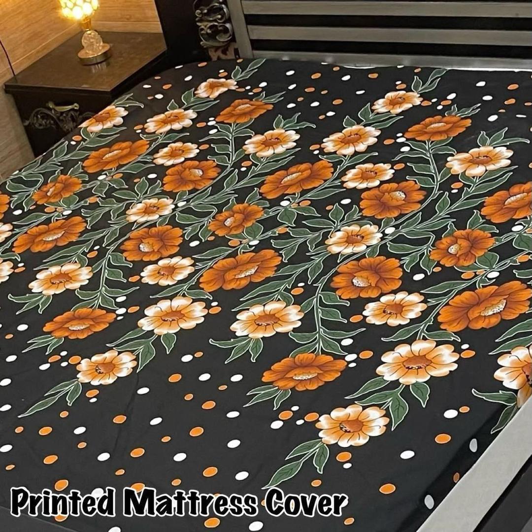 Waterproof Terry Cotton King Size Mattress Cover - 1 Pc Printed Design