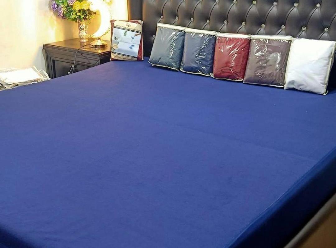 Terry Cotton Plain Double Bed Mattress Cover