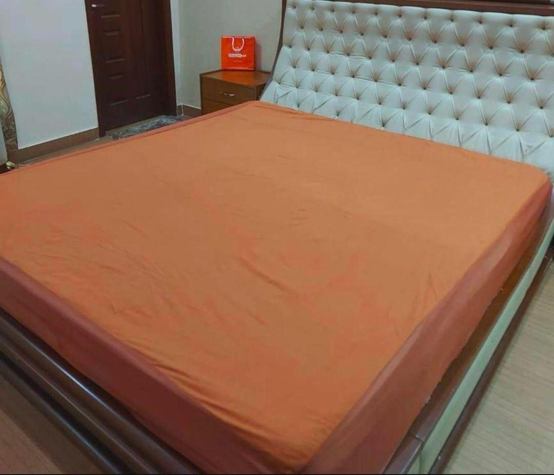 Terry Cotton Plain Double Bed Mattress Cover