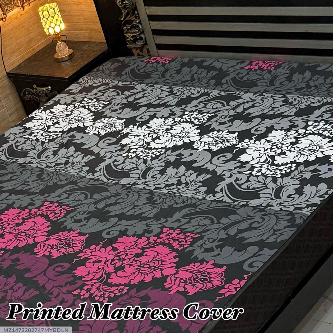 Terry Cotton Printed Double Bed Mattress Cover