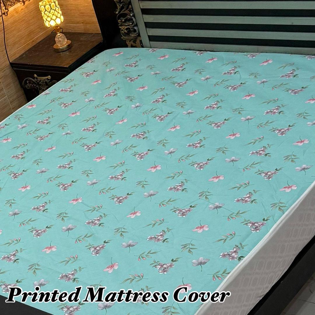 Terry Cotton Printed Double Bed Mattress Cover