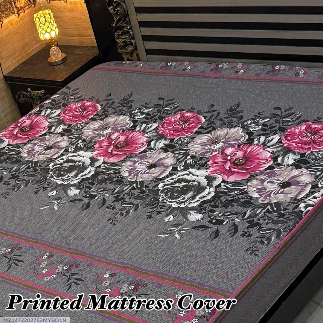 Terry Cotton Printed Double Bed Mattress Cover