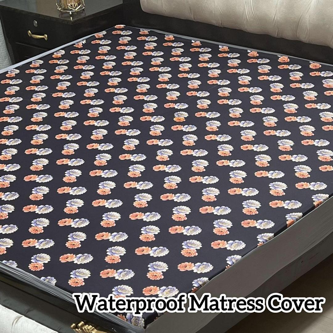 Terry Cotton Printed Double Bed Mattress Cover