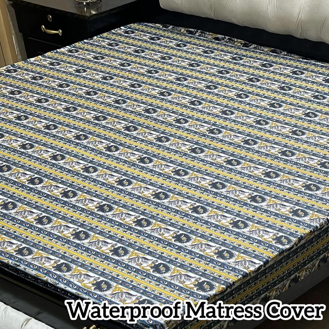 Terry Cotton Printed Double Bed Mattress Cover