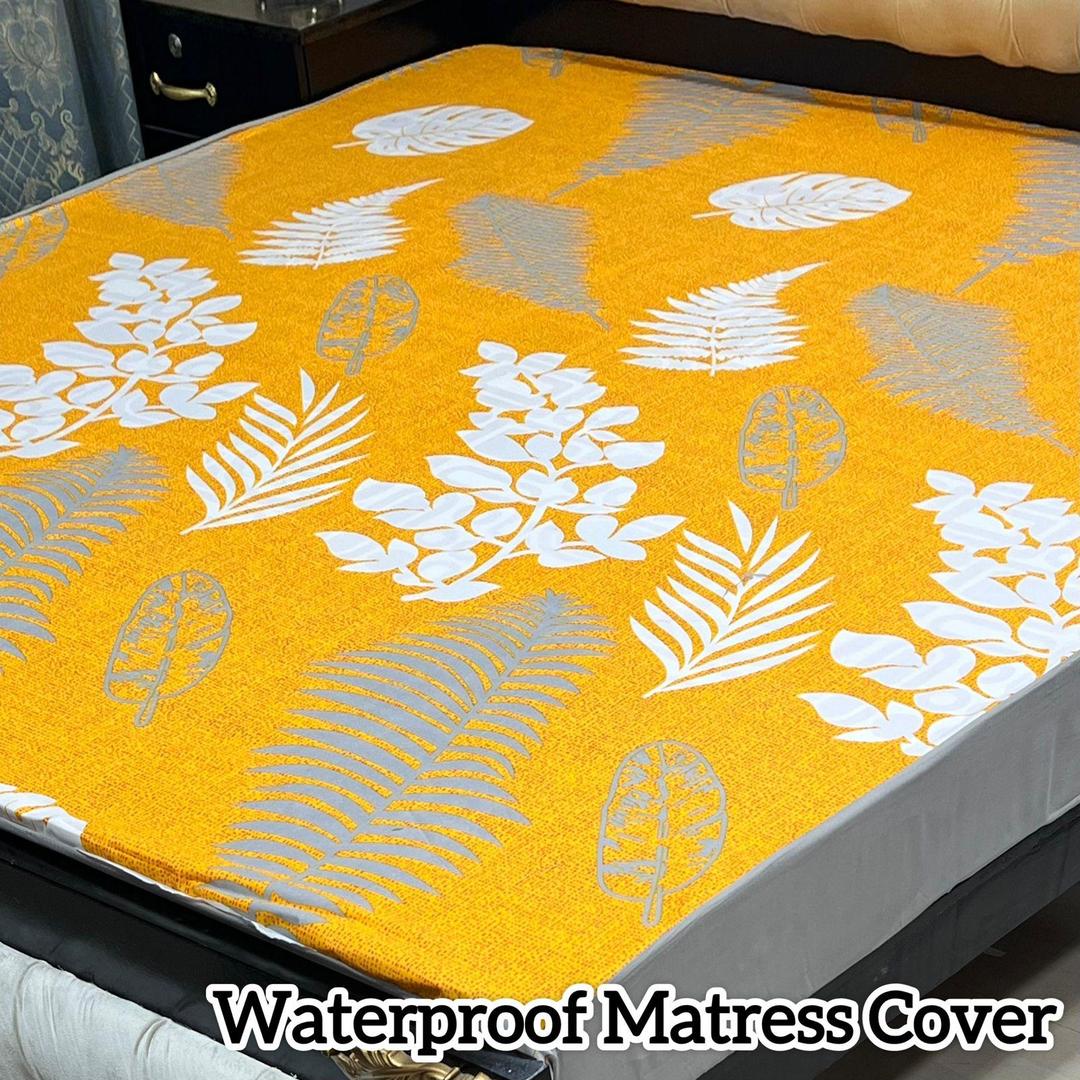 Terry Cotton Printed Double Bed Mattress Cover