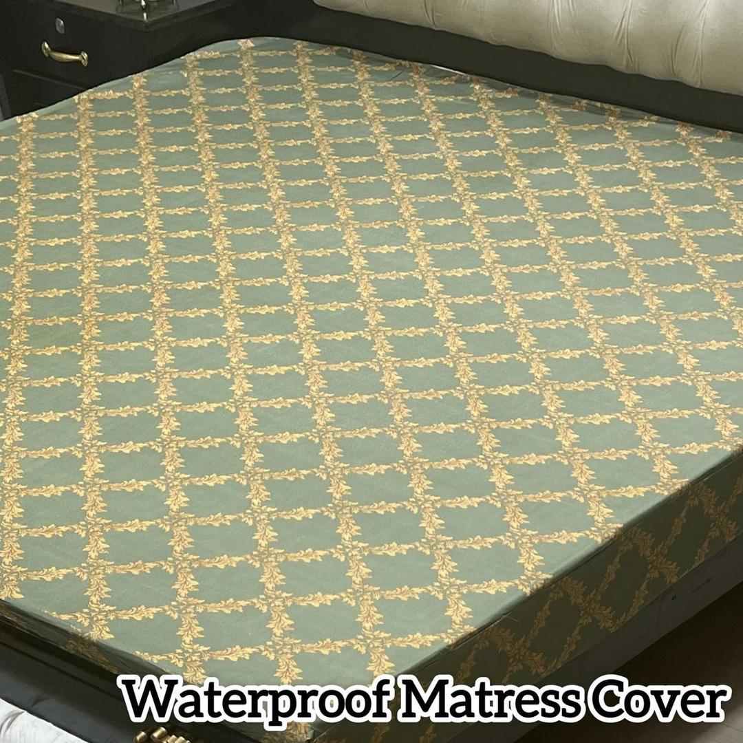 Terry Cotton Printed Double Bed Mattress Cover