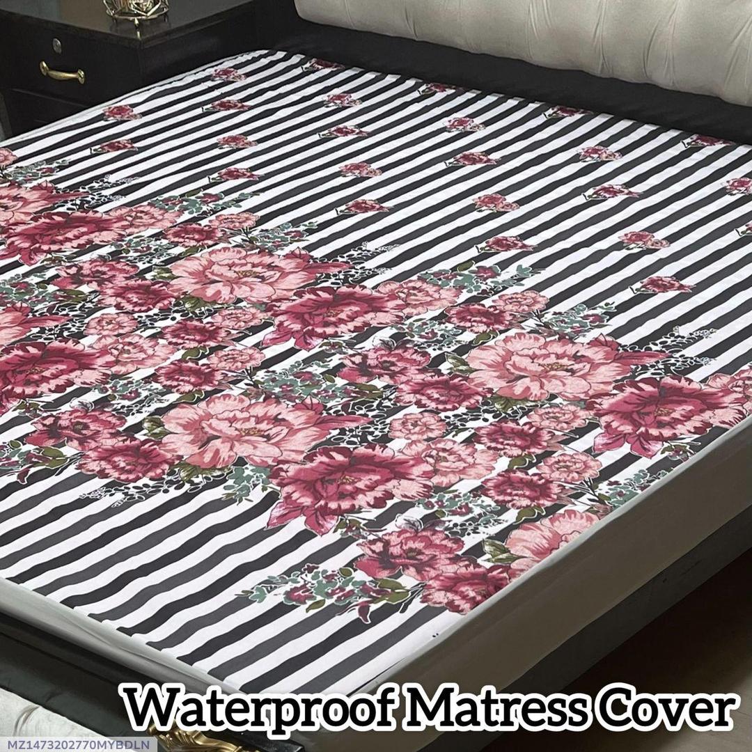 Waterproof Terry Cotton Floral Mattress Cover Double Bed